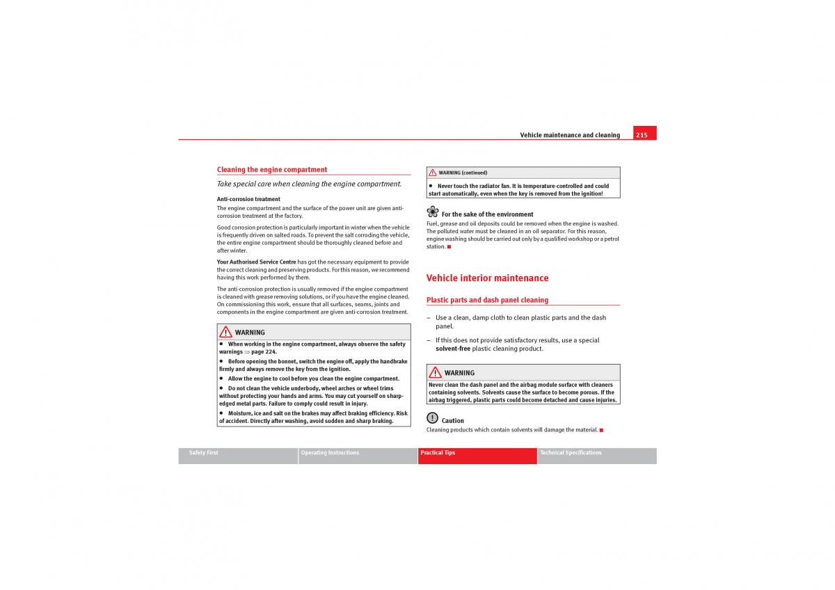Seat Exeo owners manual / page 217