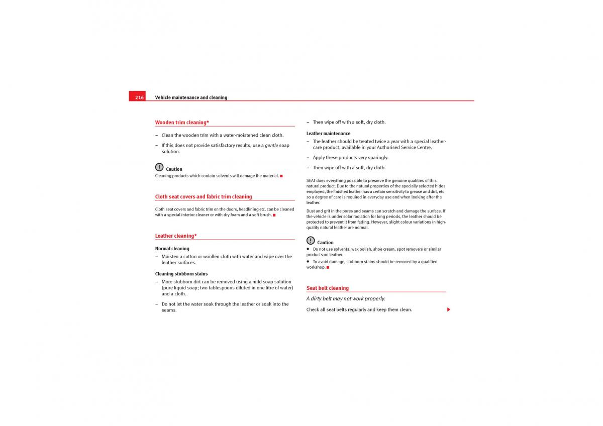 Seat Exeo owners manual / page 218