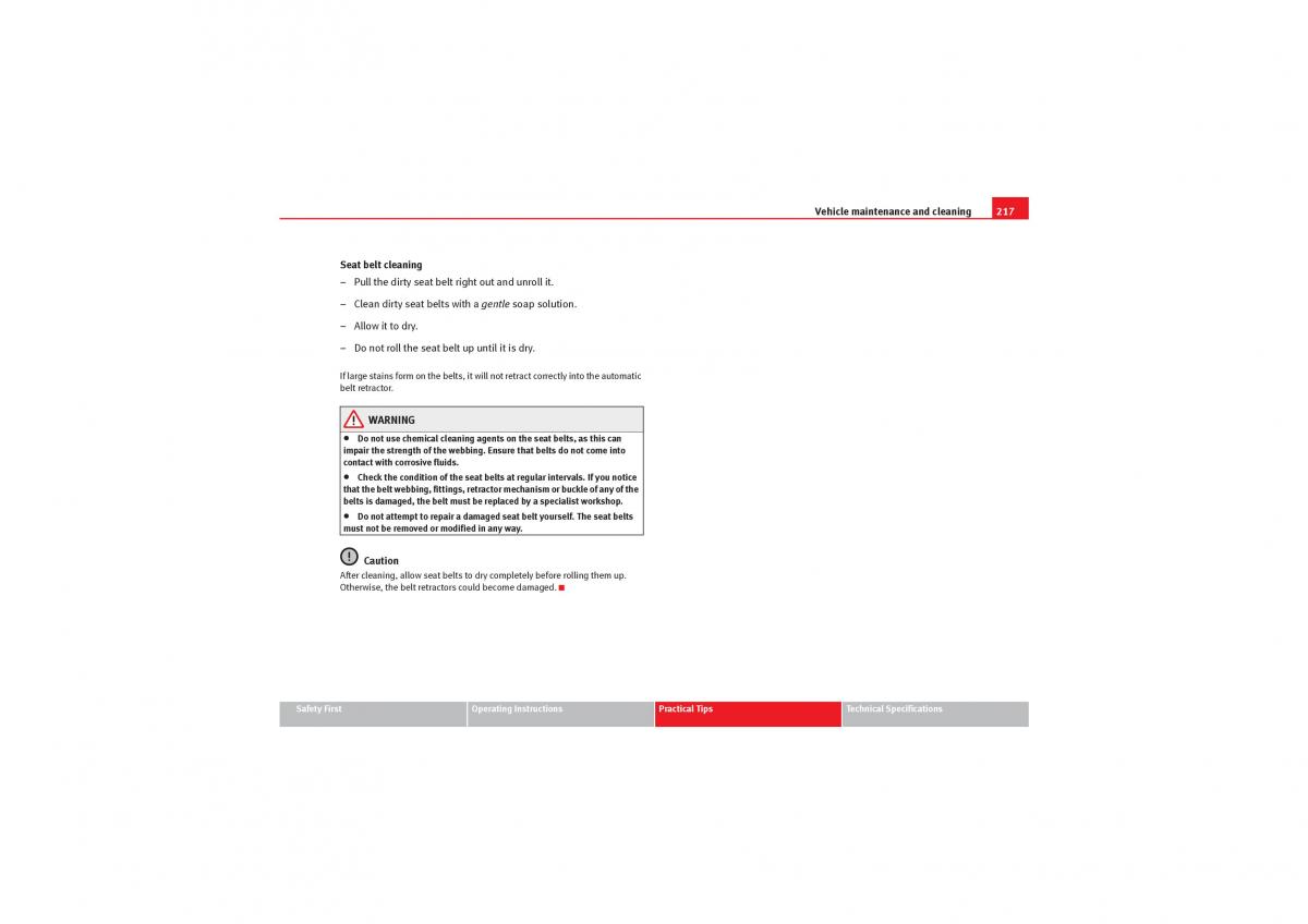 Seat Exeo owners manual / page 219