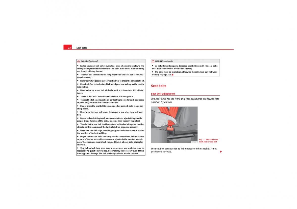 Seat Exeo owners manual / page 24