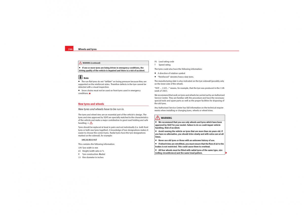 Seat Exeo owners manual / page 246