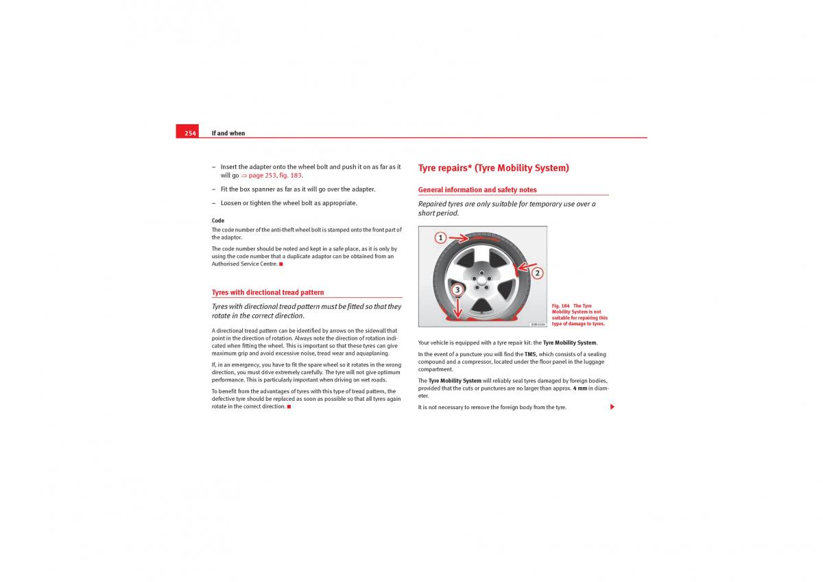 Seat Exeo owners manual / page 256