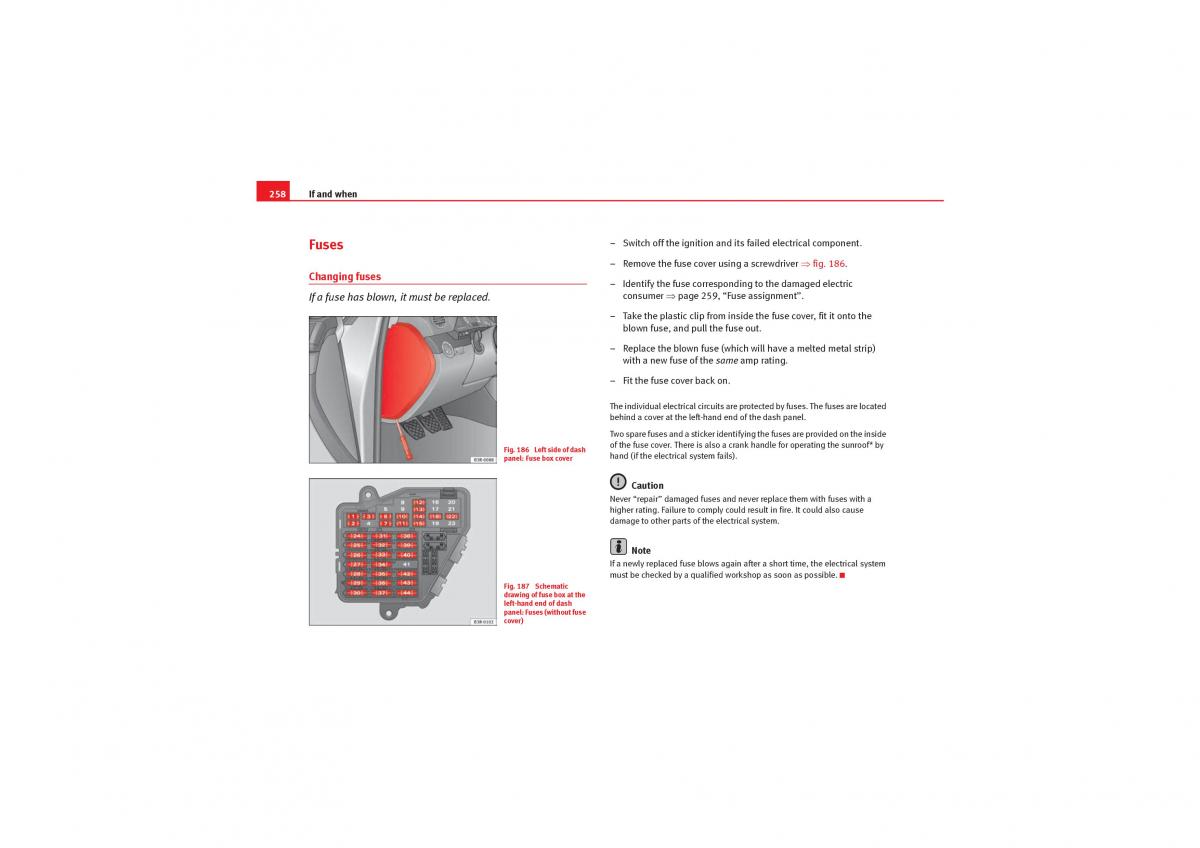 Seat Exeo owners manual / page 260