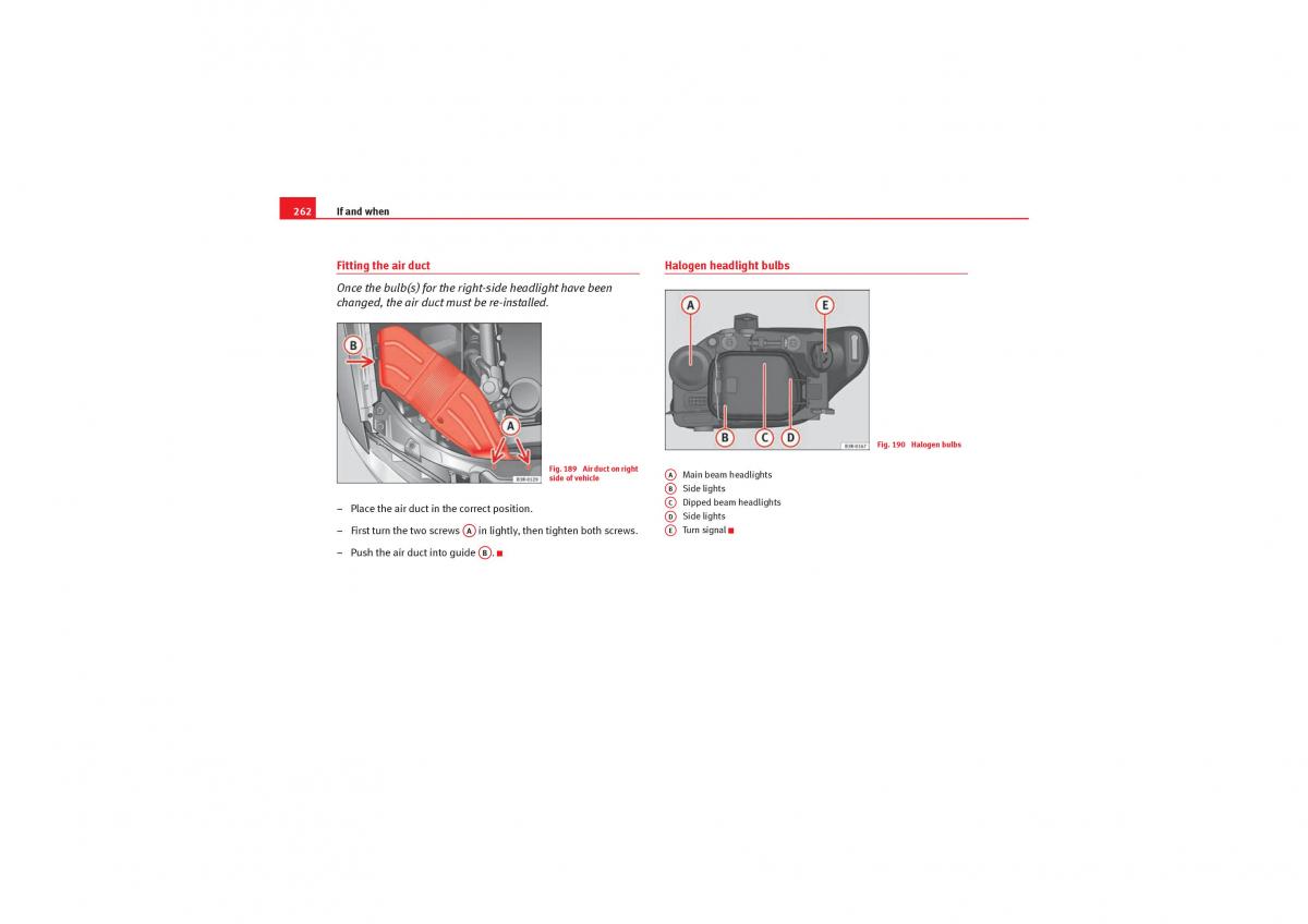Seat Exeo owners manual / page 264