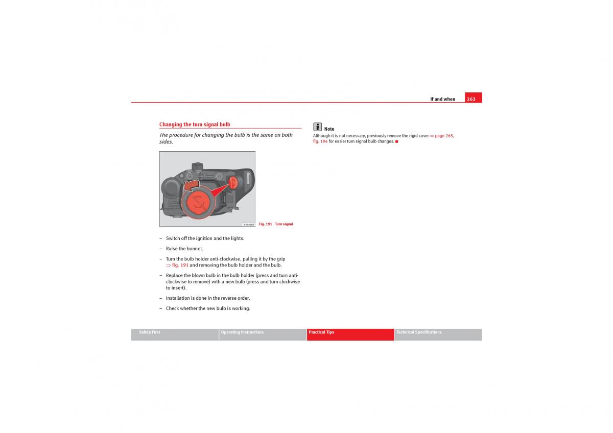 Seat Exeo owners manual / page 265