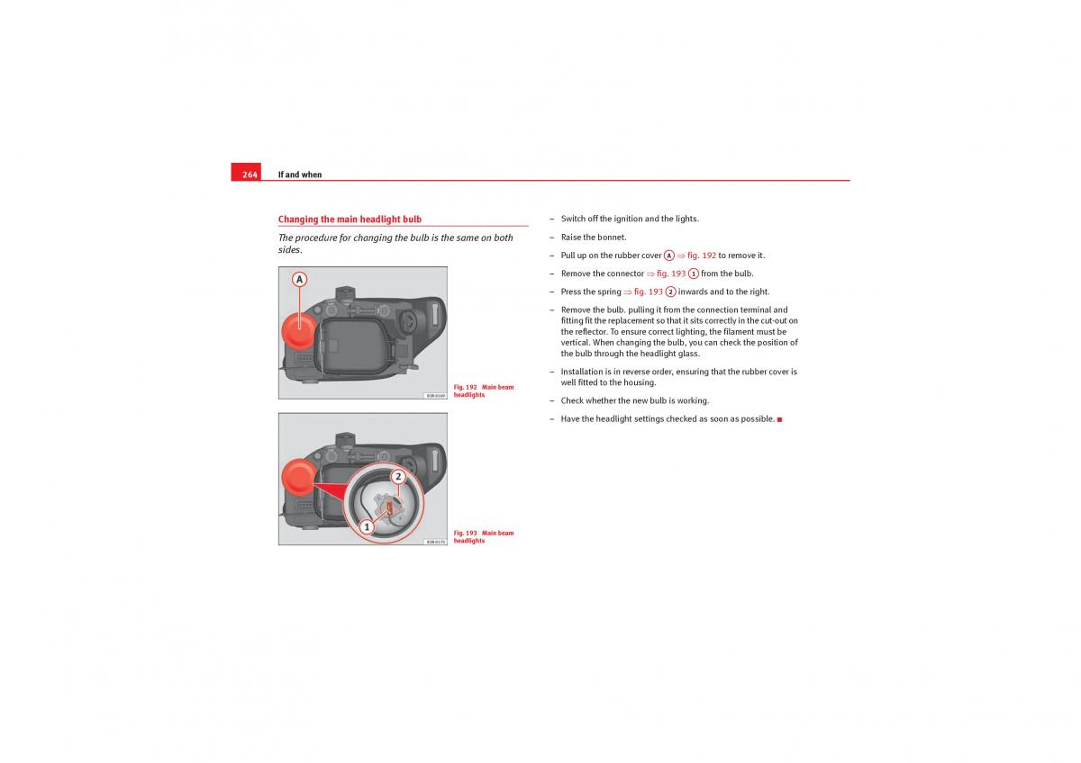 Seat Exeo owners manual / page 266
