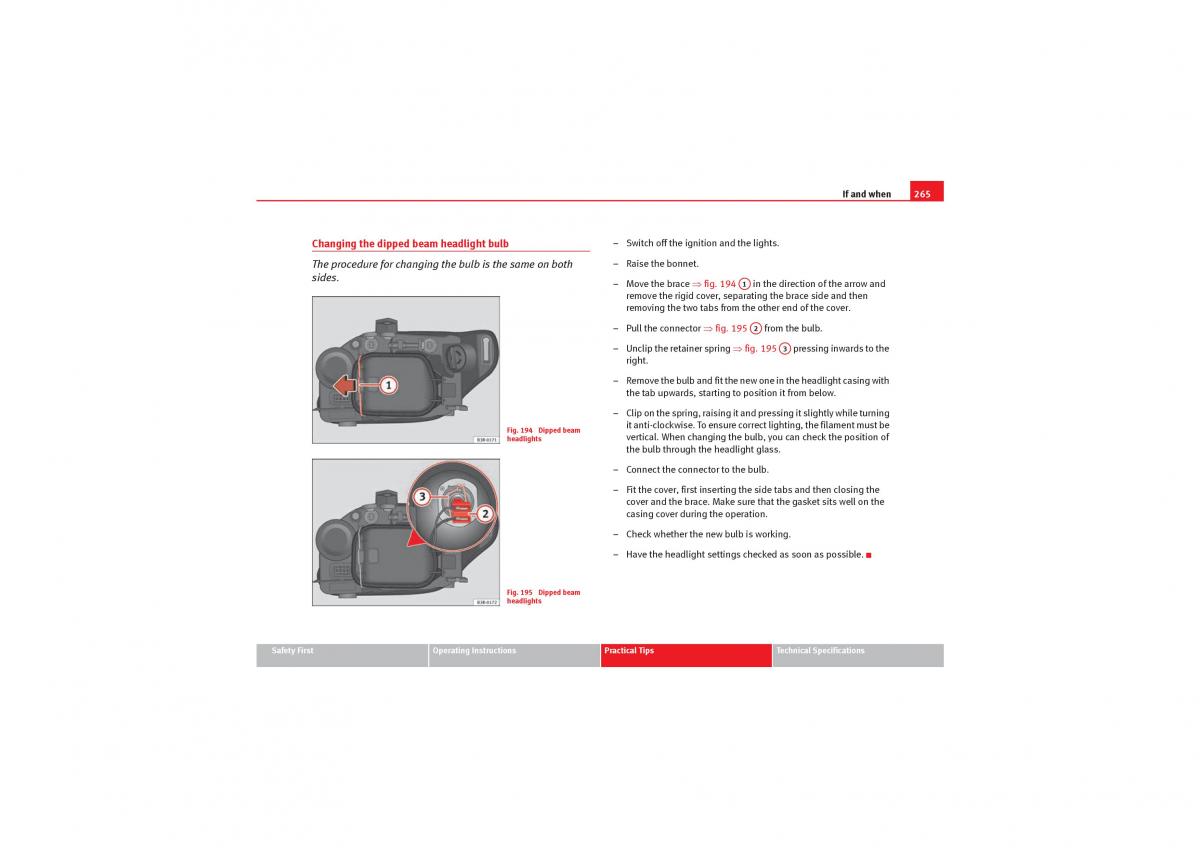 Seat Exeo owners manual / page 267