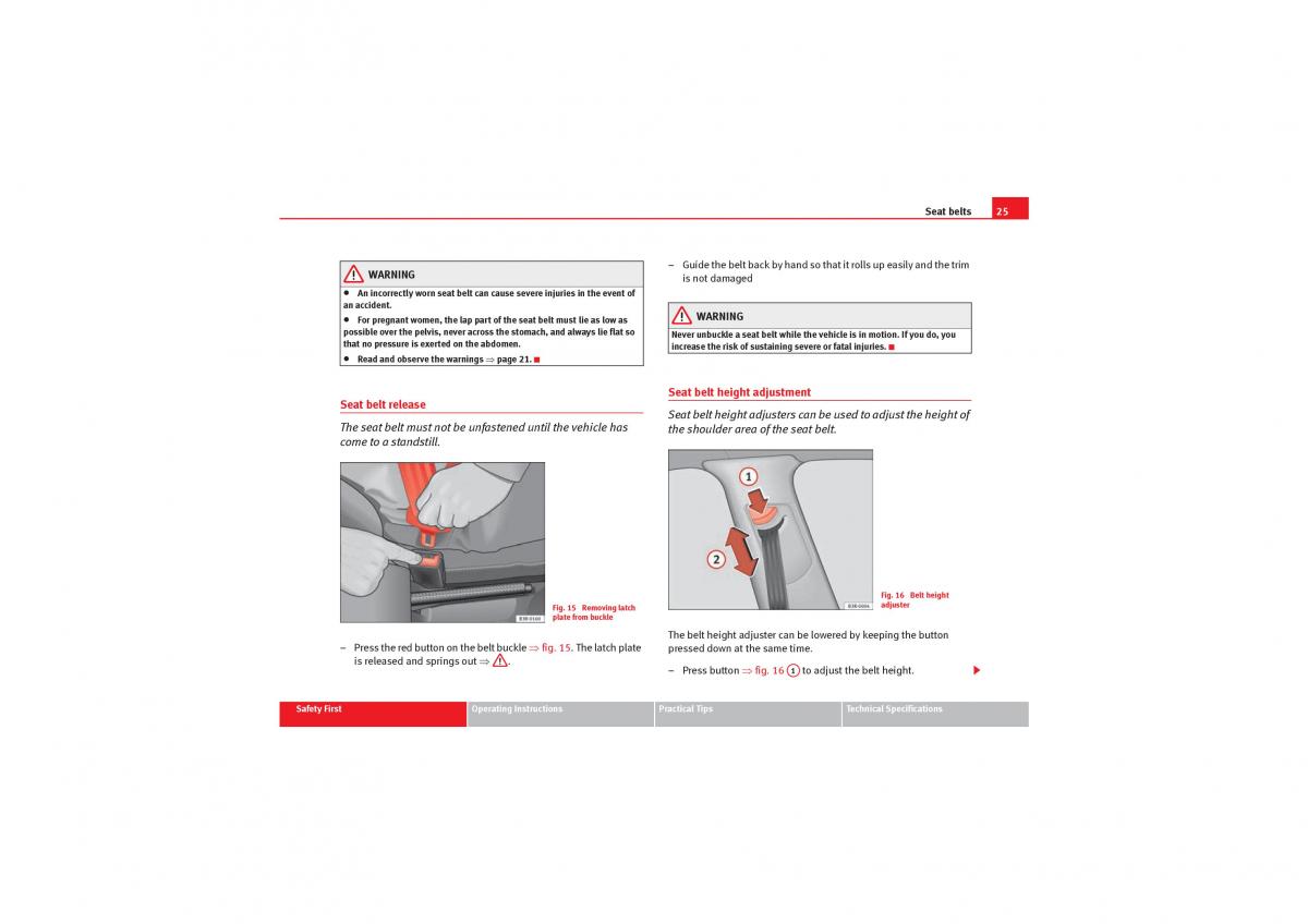 Seat Exeo owners manual / page 27