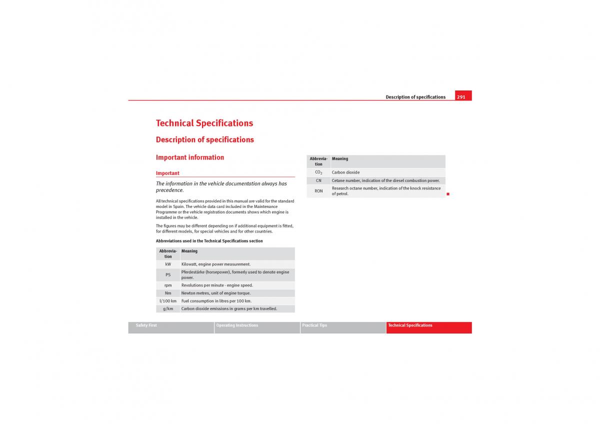 Seat Exeo owners manual / page 293