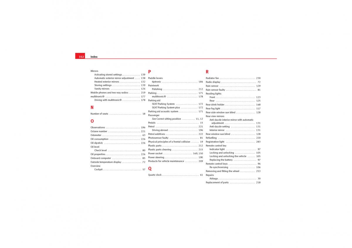Seat Exeo owners manual / page 314