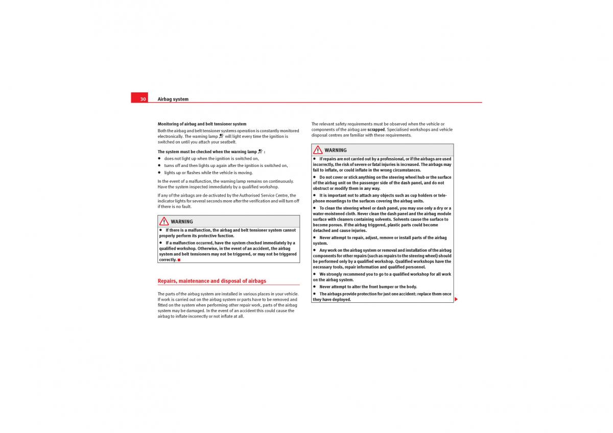 Seat Exeo owners manual / page 32