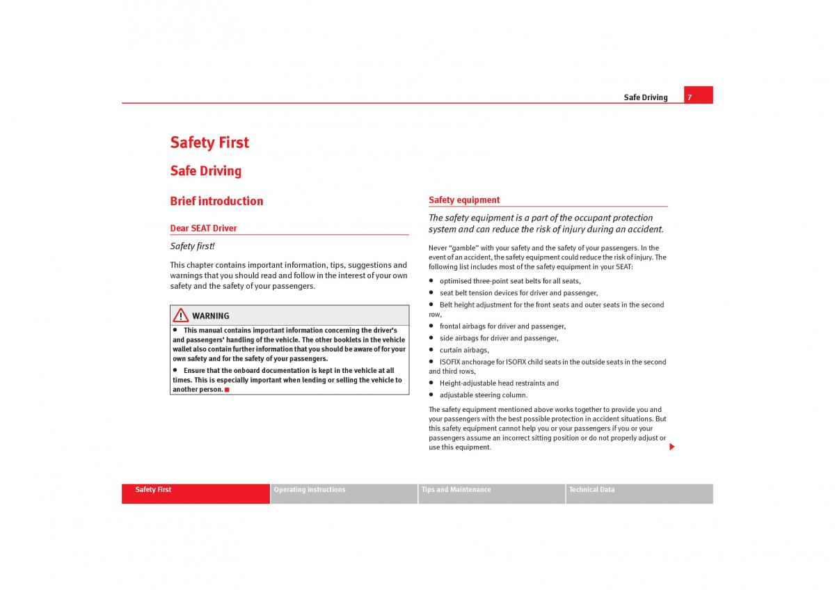 Seat Alhambra I 1 owners manual / page 9