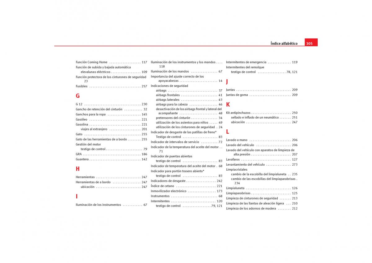 Seat Alhambra I 1 manual del propietario / page 307