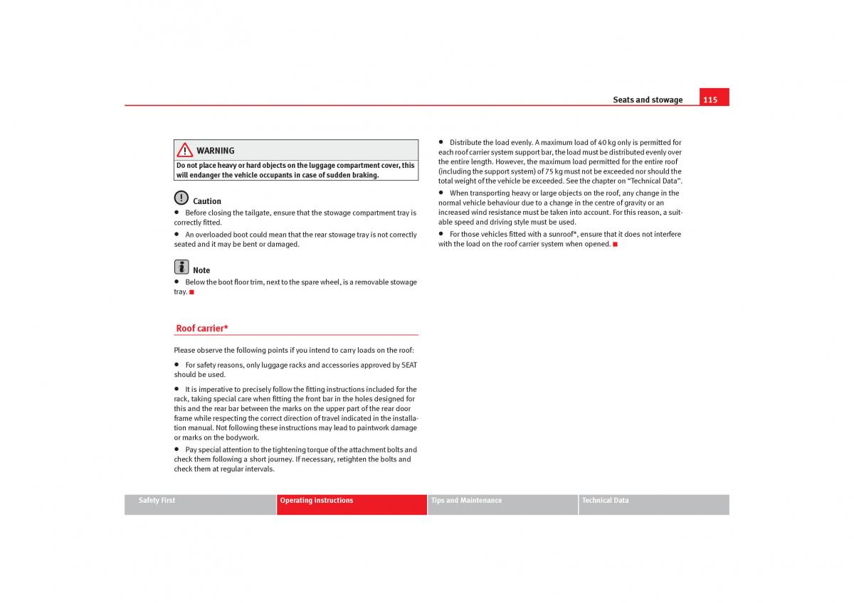 Seat Cordoba II 2 owners manual / page 117