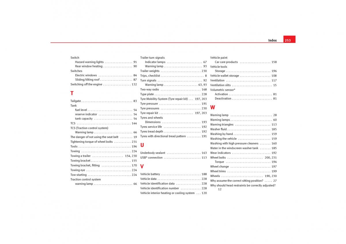 Seat Cordoba II 2 owners manual / page 255