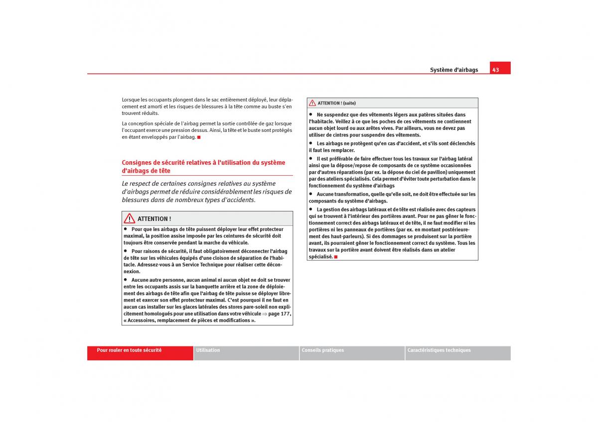 Seat Cordoba II 2 manuel du proprietaire / page 45