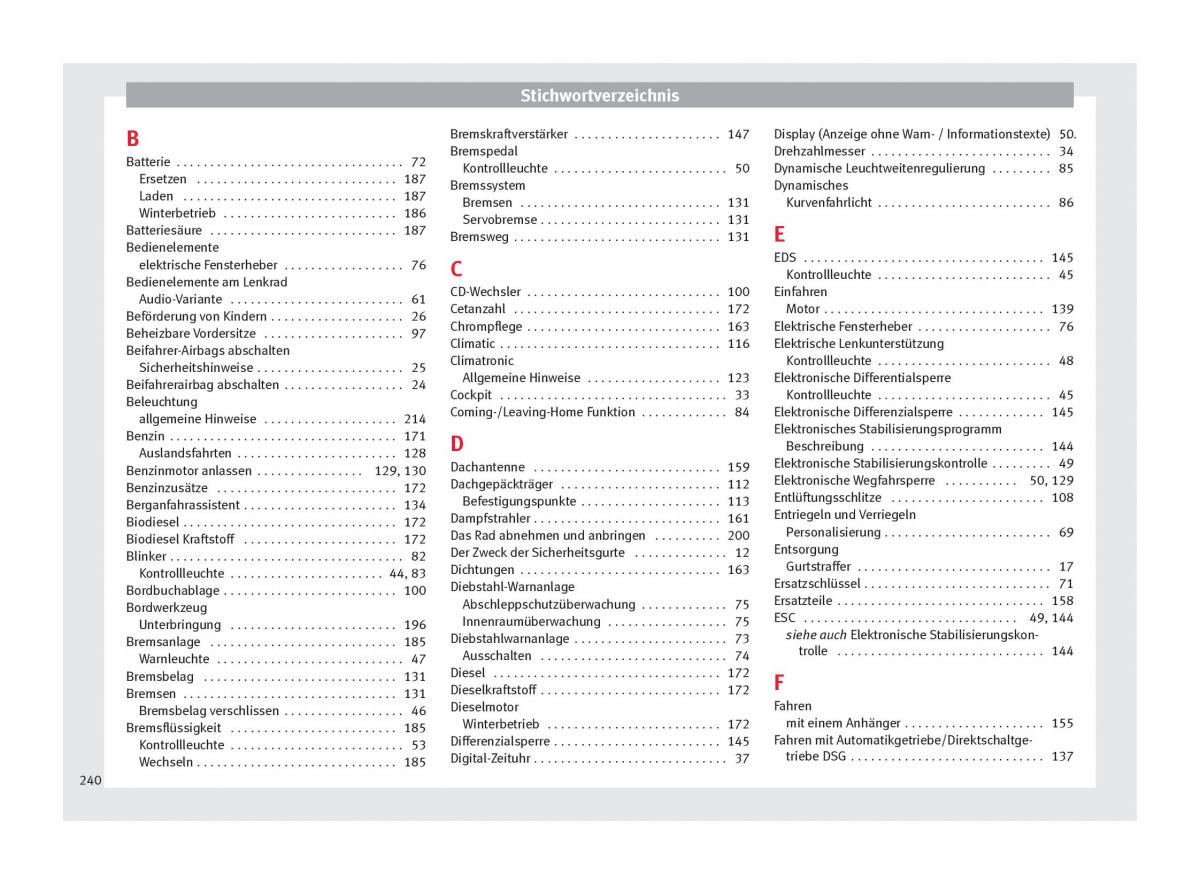 Seat Altea Handbuch / page 242