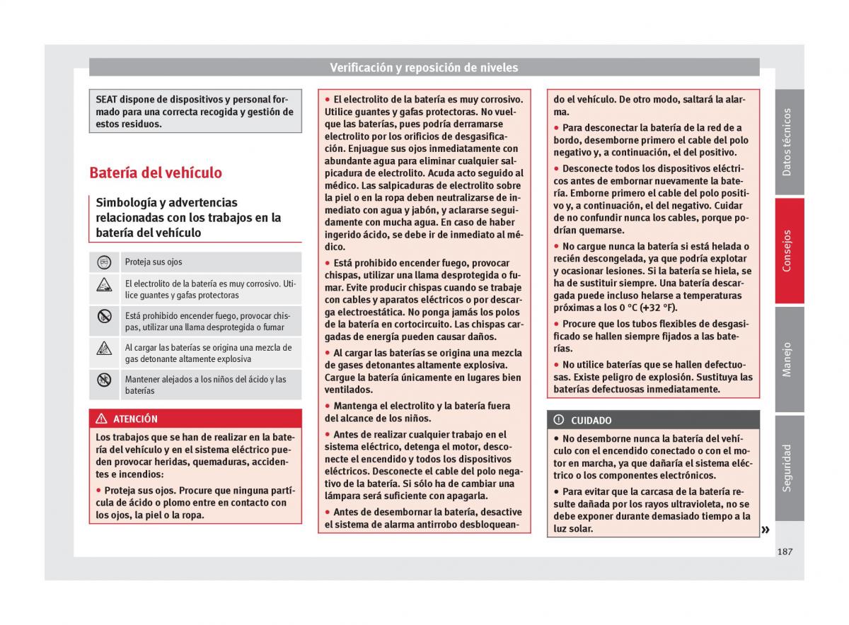 Seat Altea manual del propietario / page 189