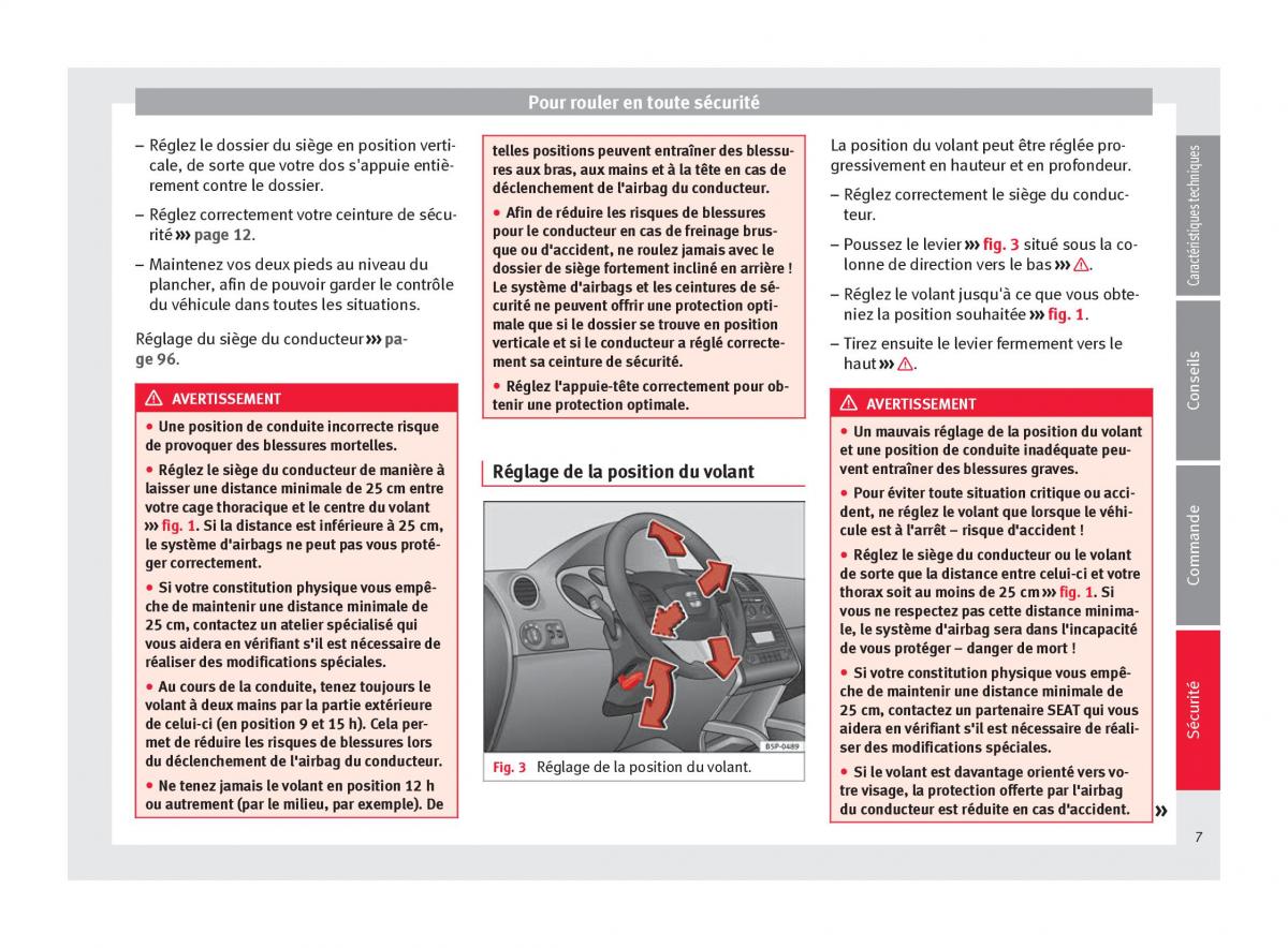 Seat Altea manuel du proprietaire / page 9