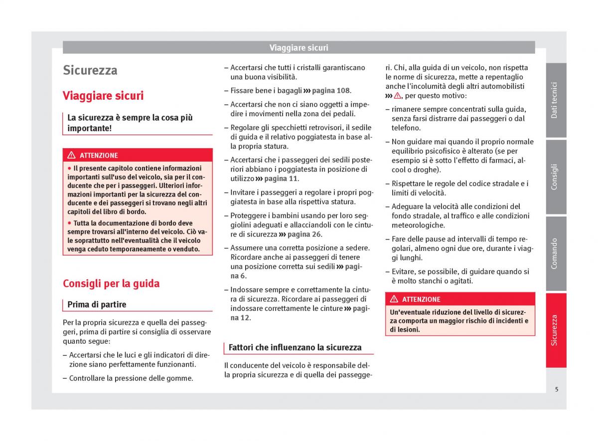 Seat Altea manuale del proprietario / page 7