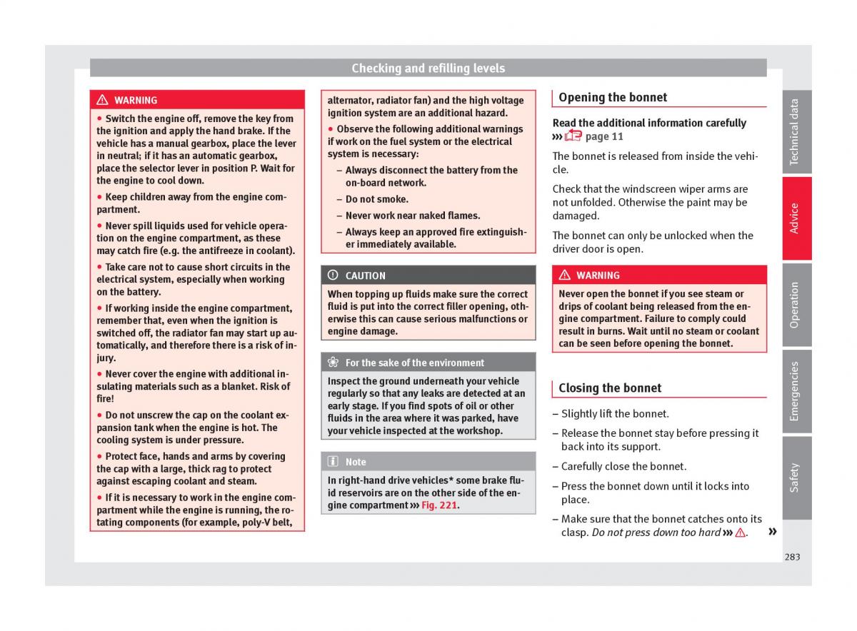 Seat Ateca owners manual / page 285