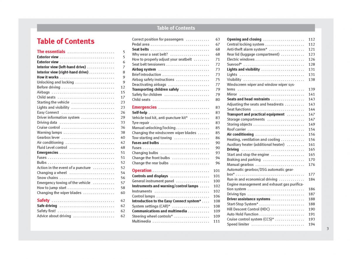 Seat Ateca owners manual / page 5