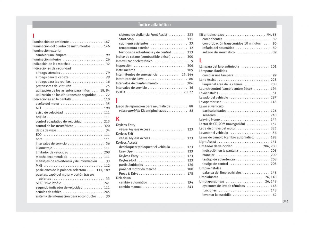 Seat Ateca manual del propietario / page 343