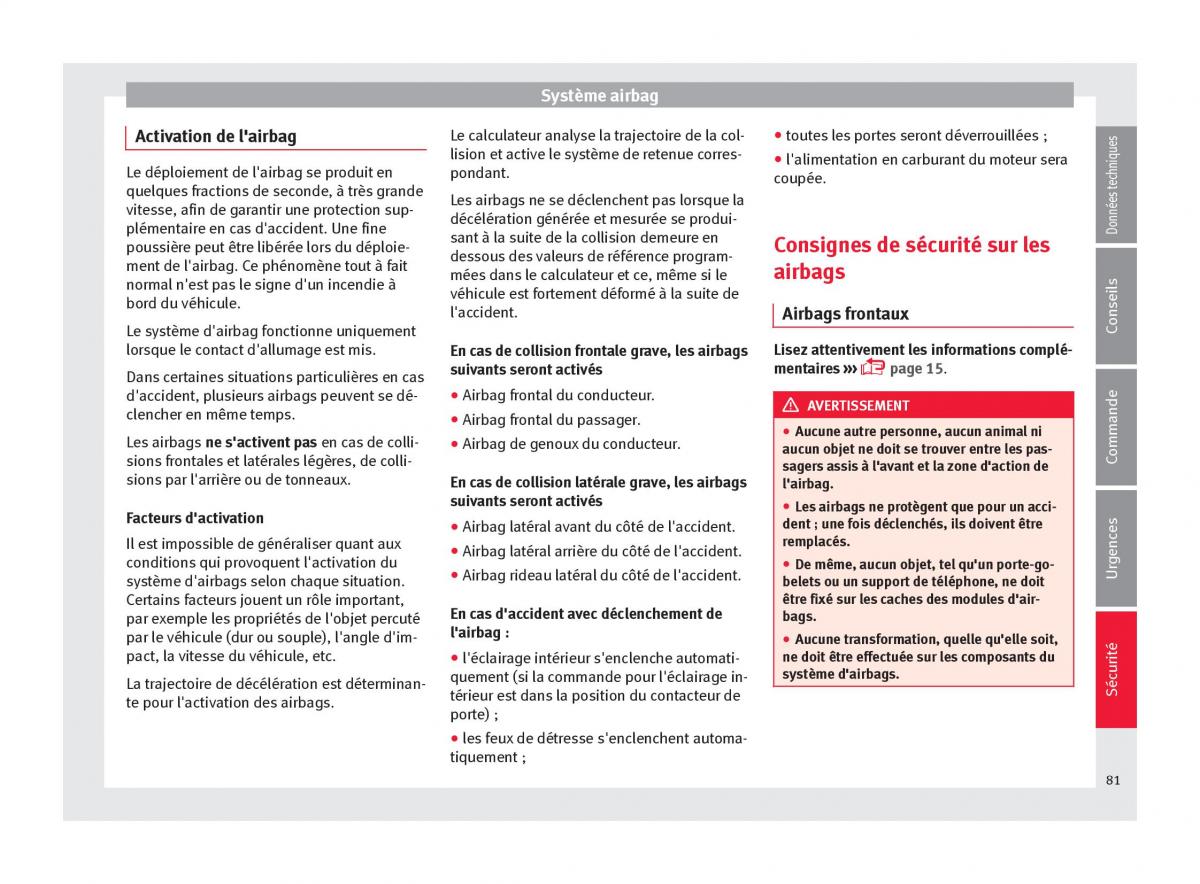 Seat Ateca manuel du proprietaire / page 83