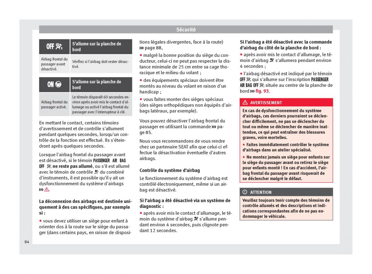 Seat Ateca manuel du proprietaire / page 86