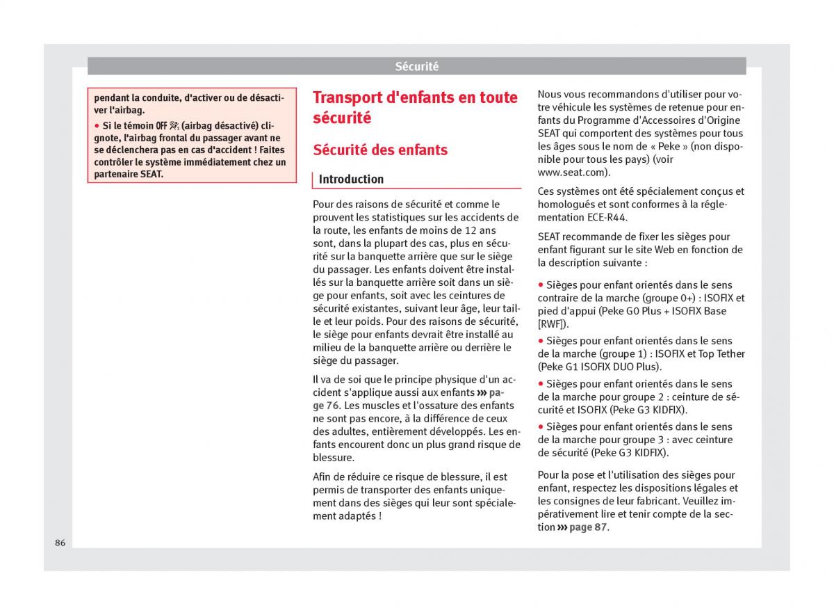 Seat Ateca manuel du proprietaire / page 88