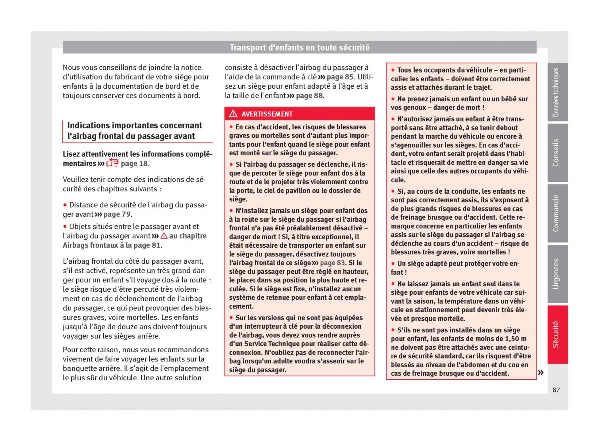 Seat Ateca manuel du proprietaire / page 89
