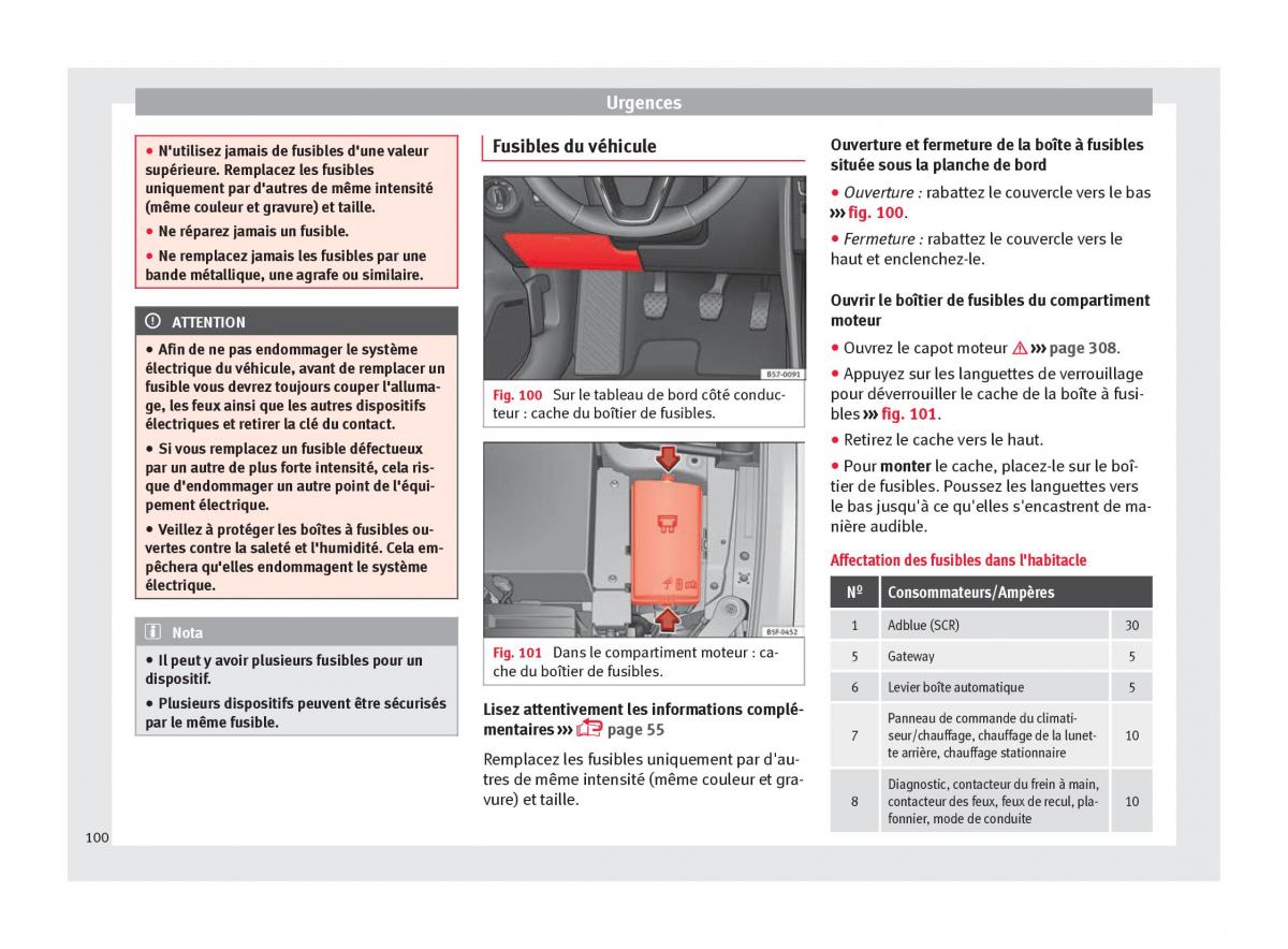 Seat Ateca manuel du proprietaire / page 102
