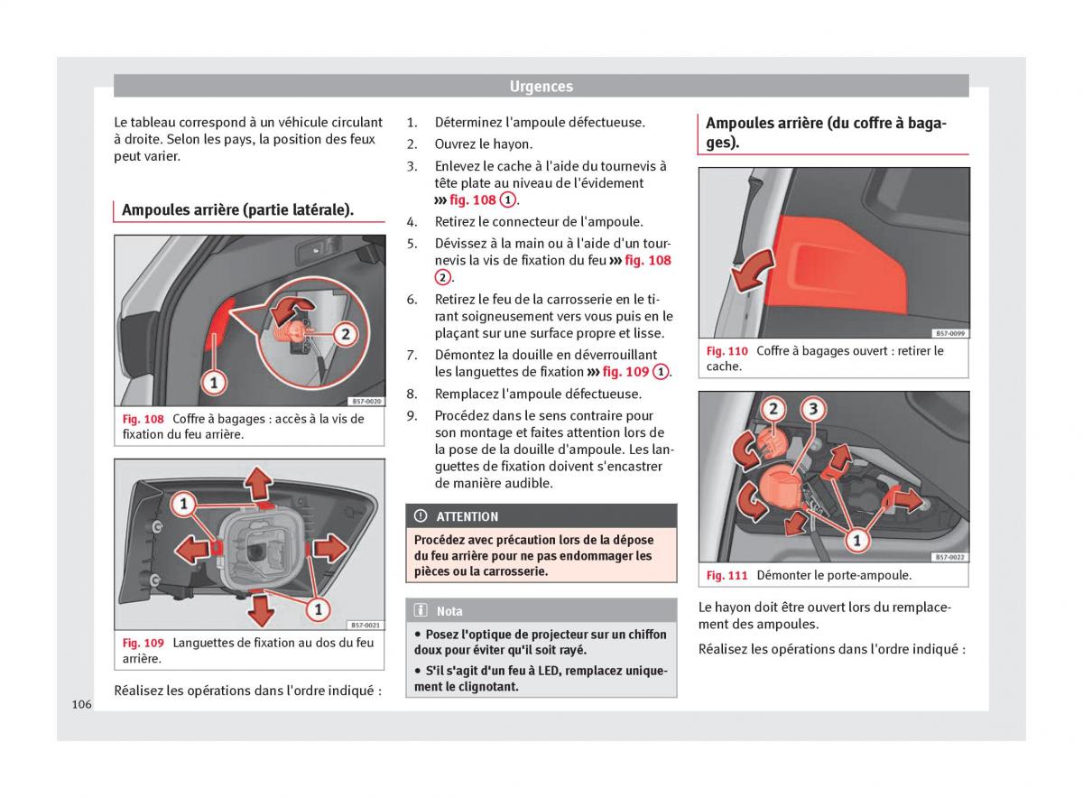 Seat Ateca manuel du proprietaire / page 108