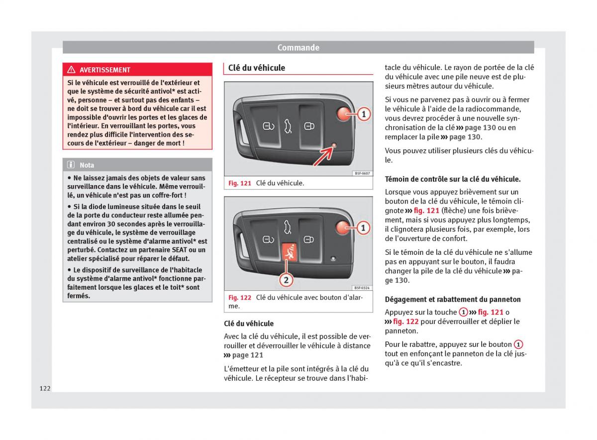 Seat Ateca manuel du proprietaire / page 124