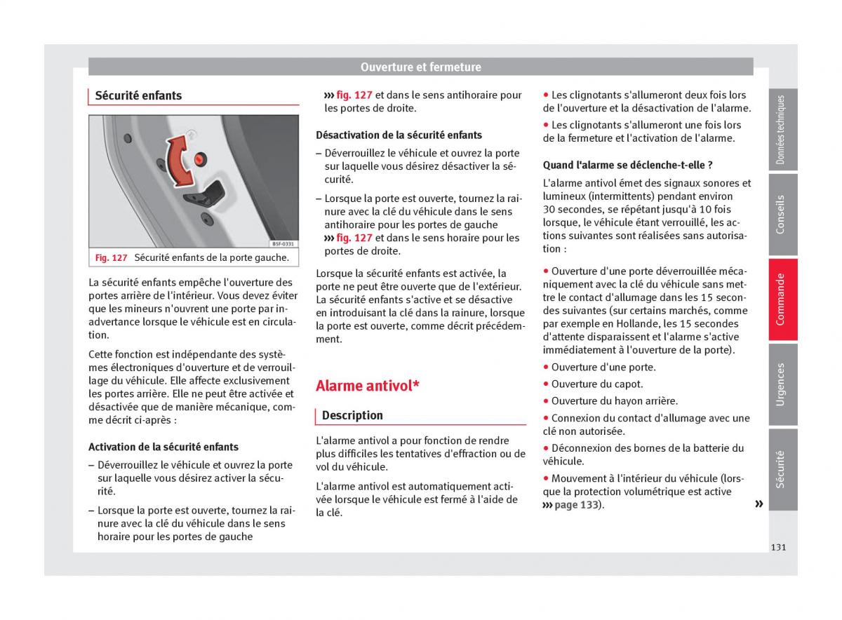Seat Ateca manuel du proprietaire / page 133