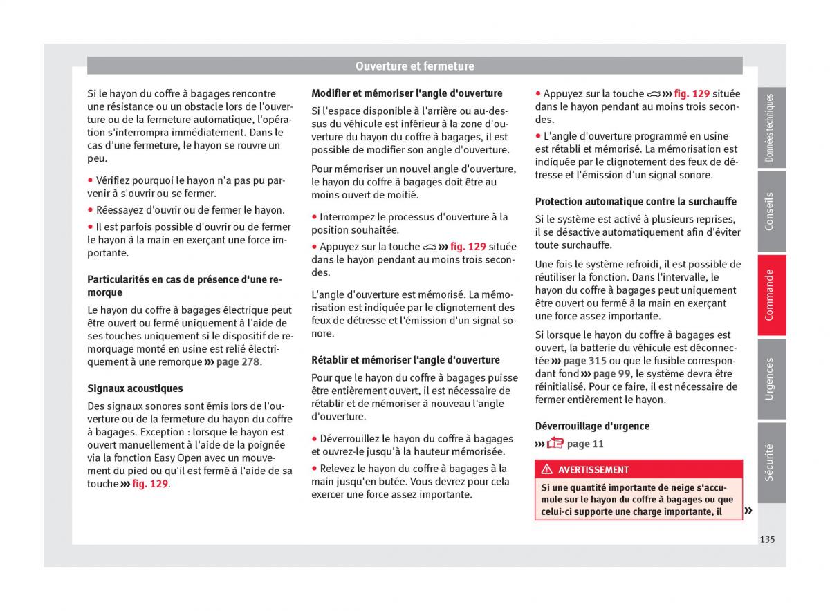 Seat Ateca manuel du proprietaire / page 137