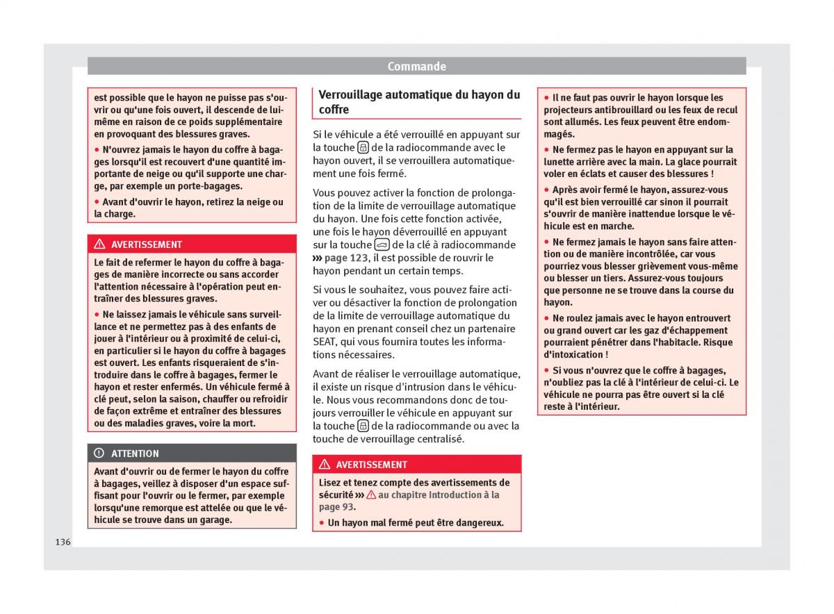 Seat Ateca manuel du proprietaire / page 138
