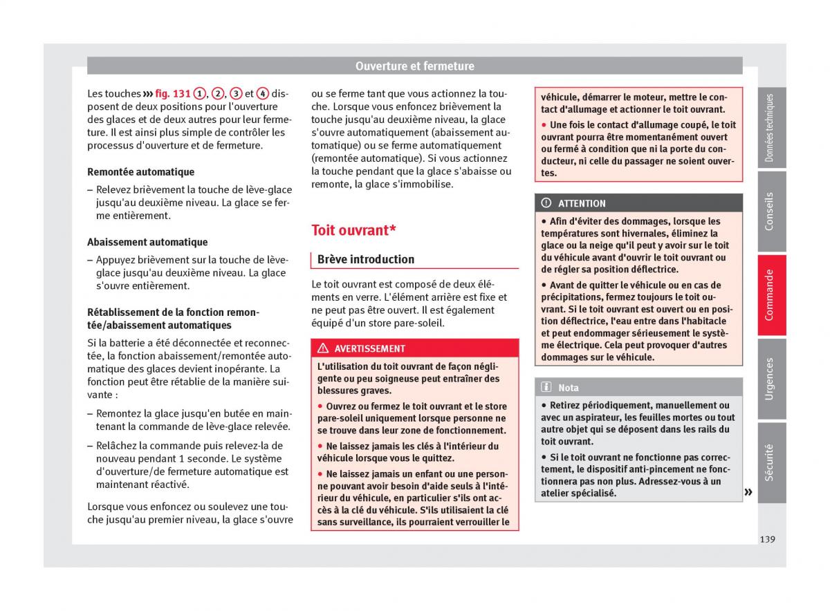 Seat Ateca manuel du proprietaire / page 141
