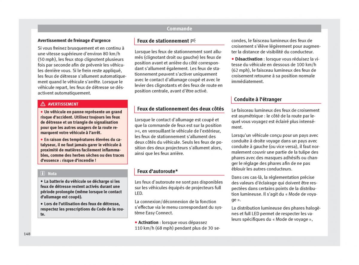 Seat Ateca manuel du proprietaire / page 150
