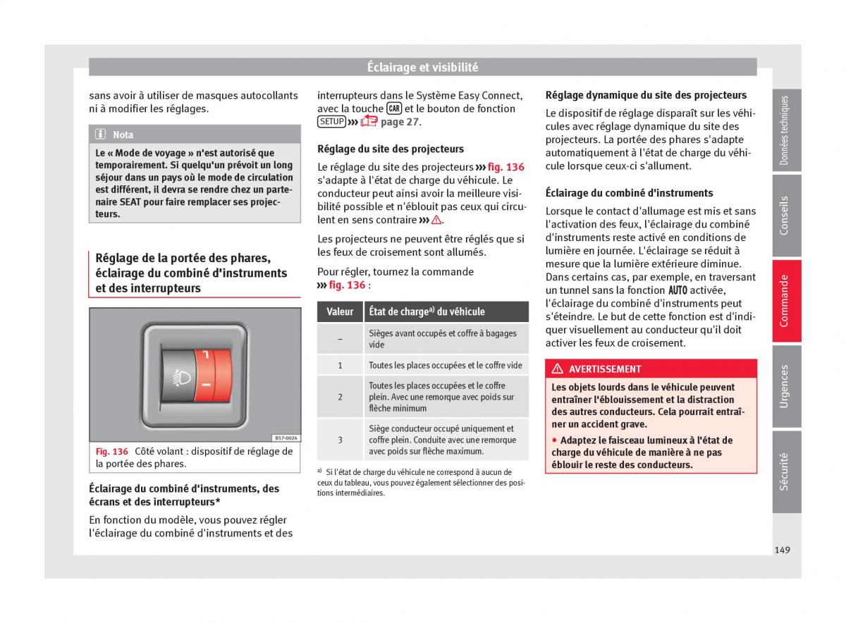 Seat Ateca manuel du proprietaire / page 151