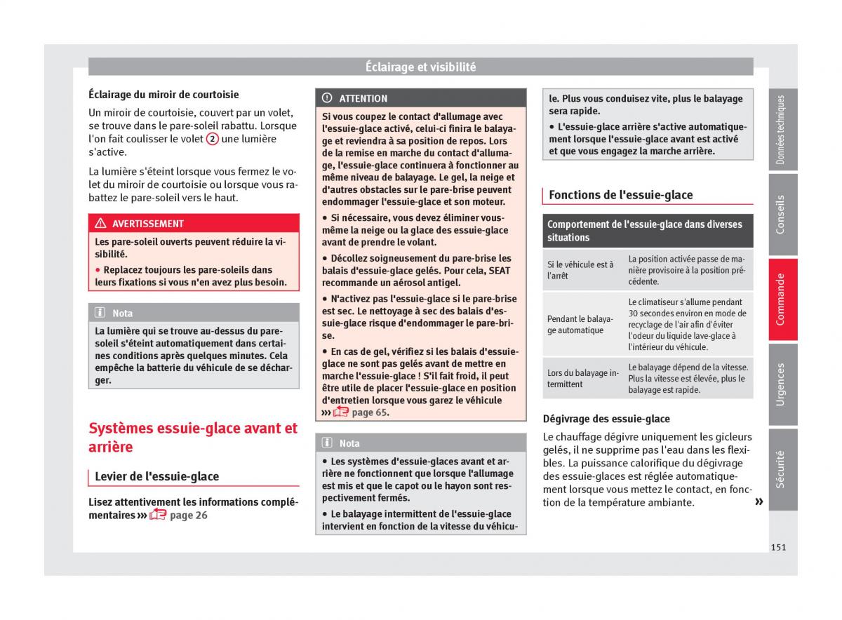 Seat Ateca manuel du proprietaire / page 153