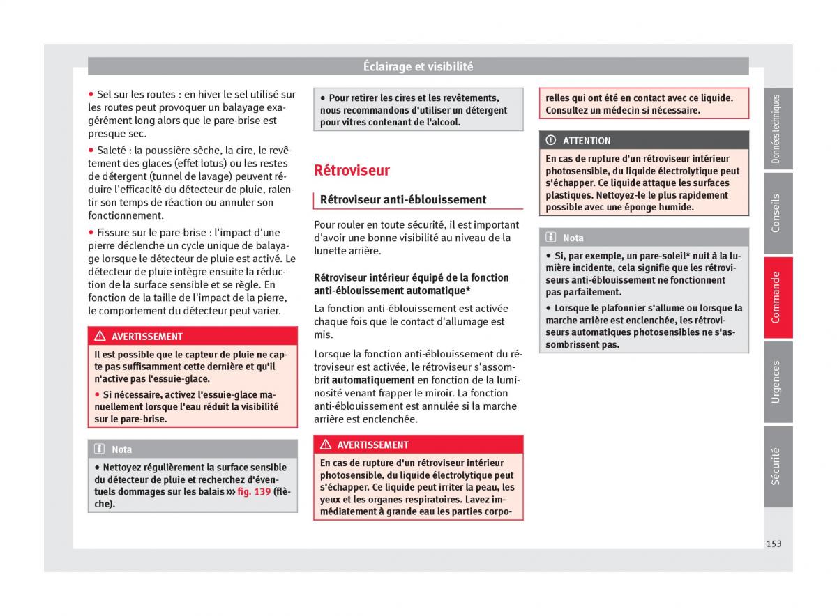 Seat Ateca manuel du proprietaire / page 155