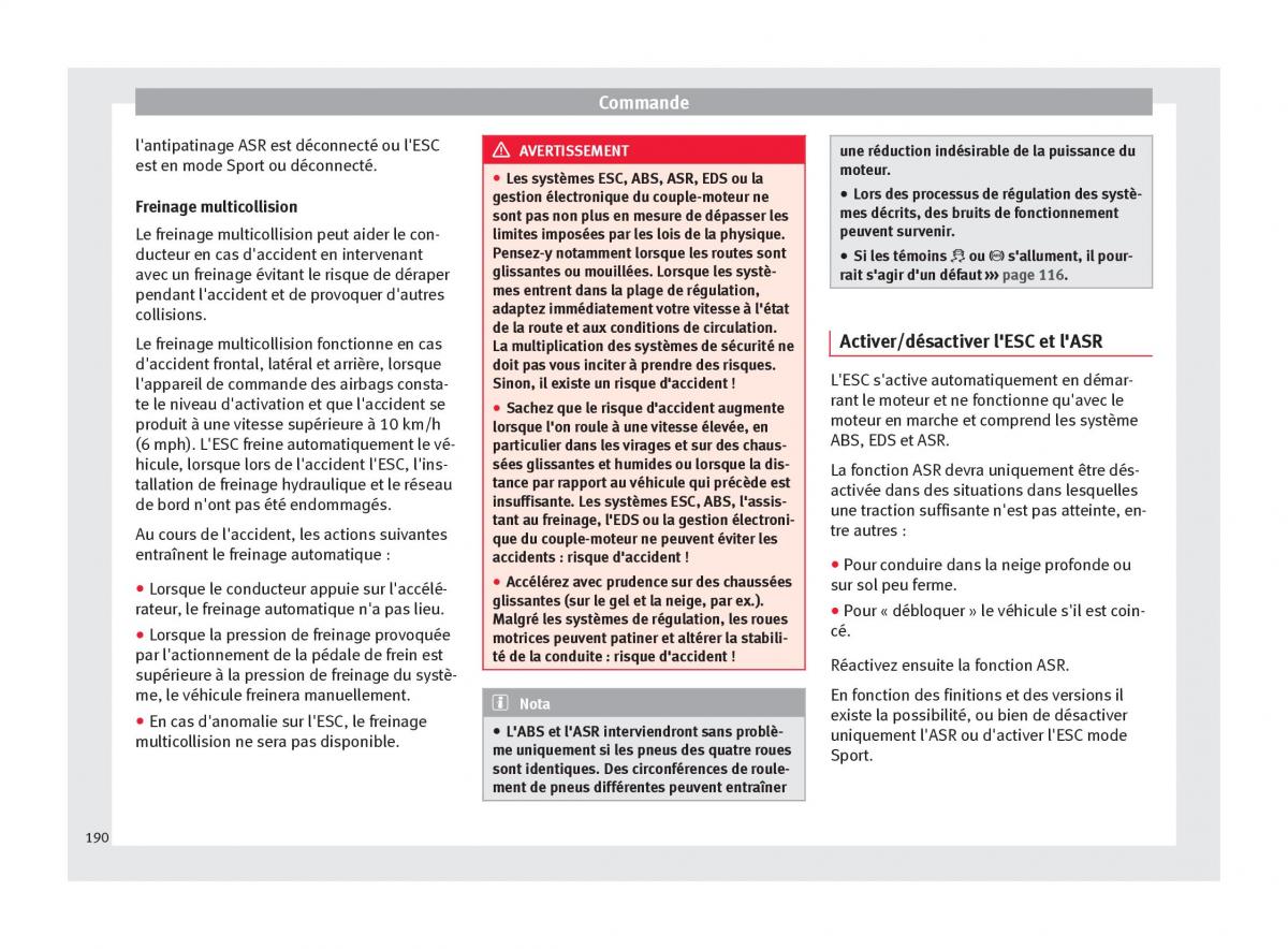 Seat Ateca manuel du proprietaire / page 192