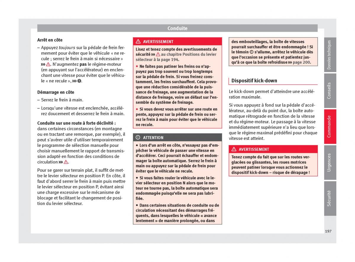 Seat Ateca manuel du proprietaire / page 199