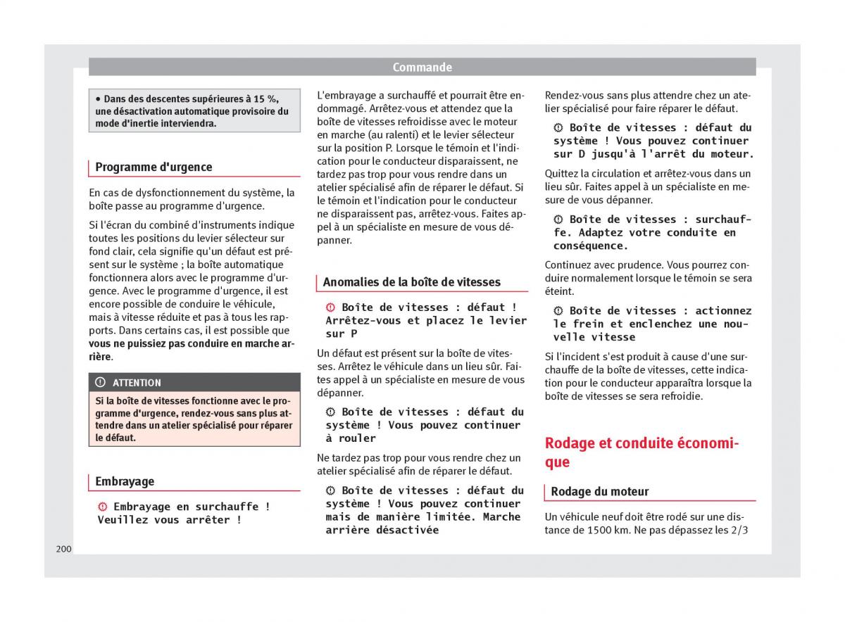 Seat Ateca manuel du proprietaire / page 202