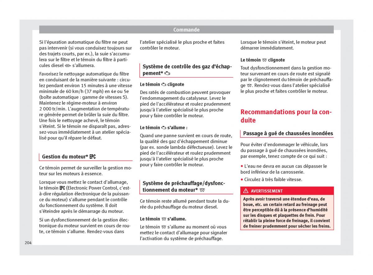 Seat Ateca manuel du proprietaire / page 206
