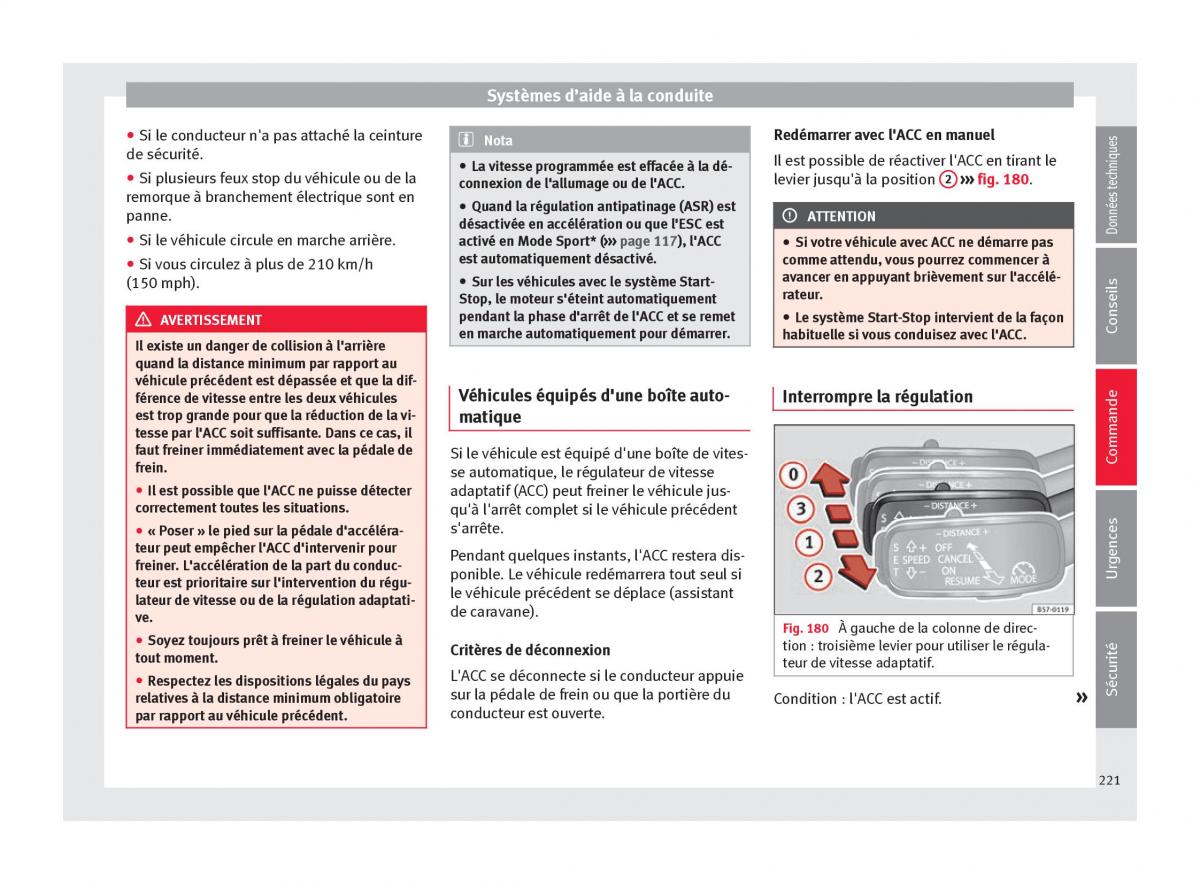 Seat Ateca manuel du proprietaire / page 223