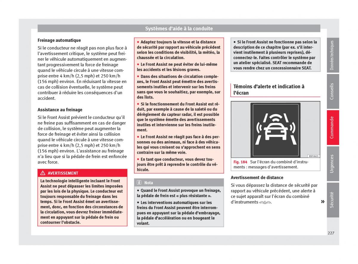 Seat Ateca manuel du proprietaire / page 229