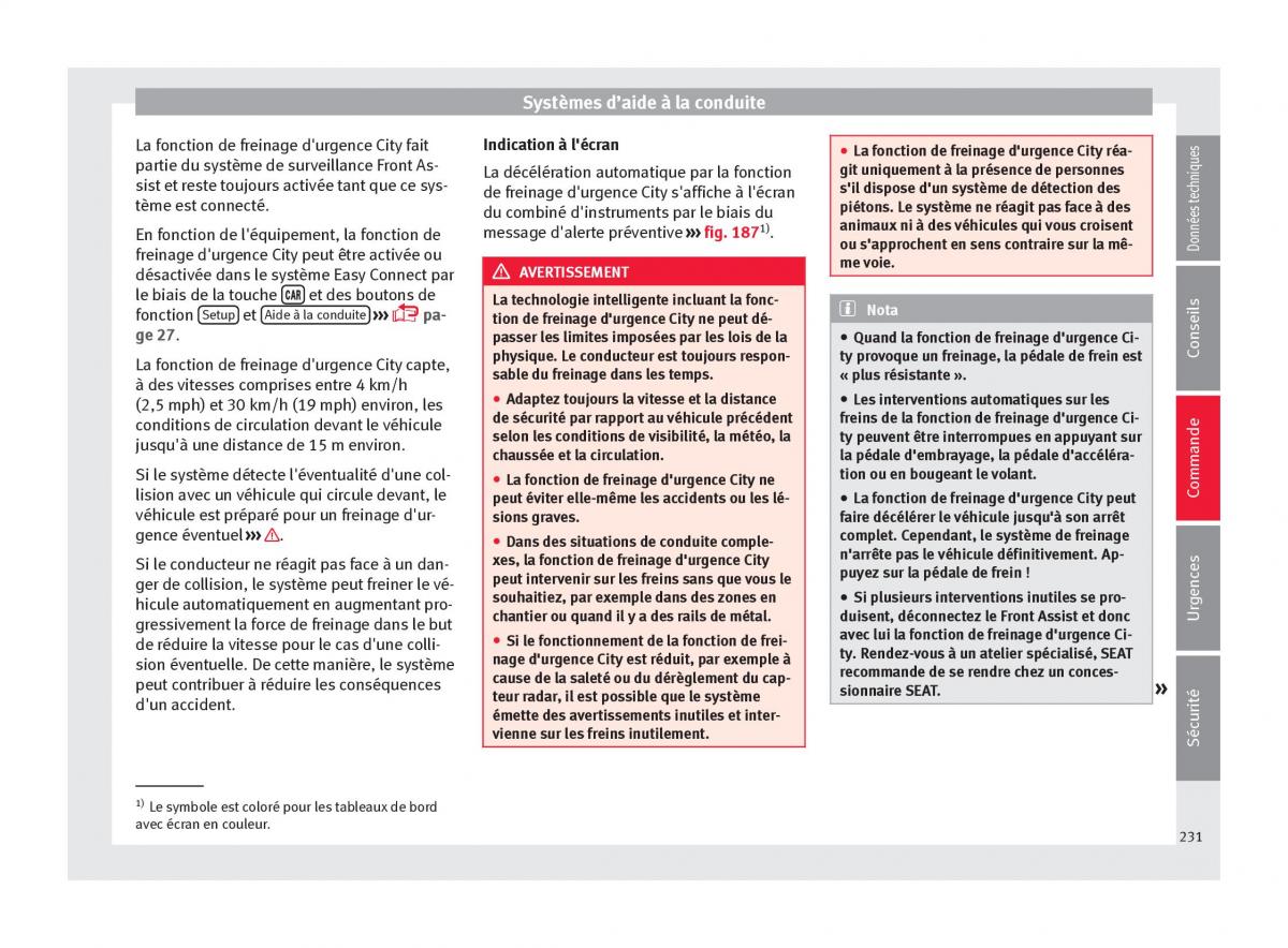 Seat Ateca manuel du proprietaire / page 233