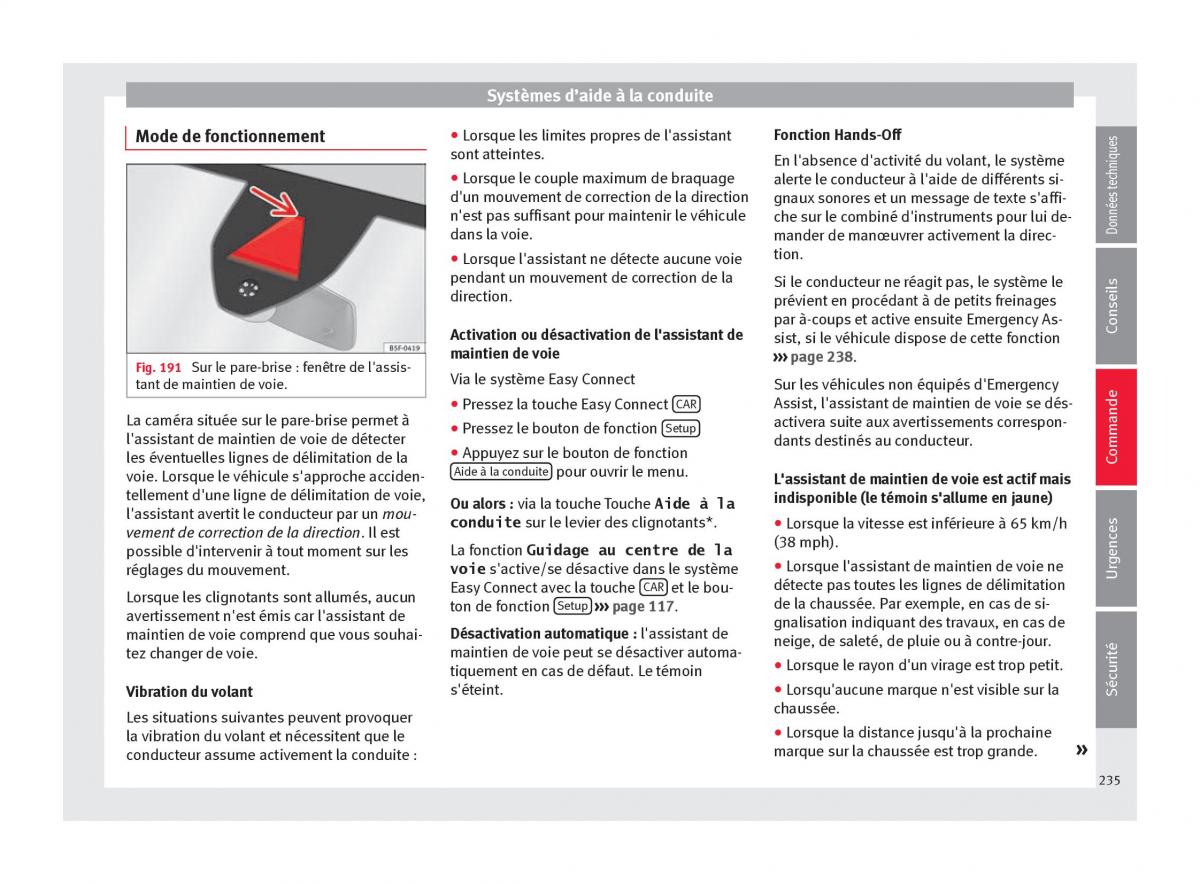 Seat Ateca manuel du proprietaire / page 237